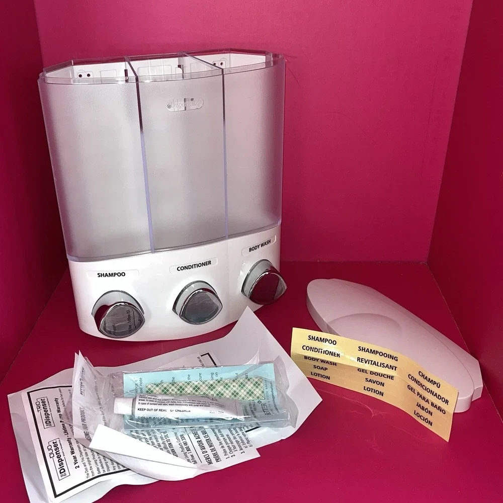 Better Living Products 3-Chamber Shampoo Conditioner Body‎ Wash Wall Dispenser
